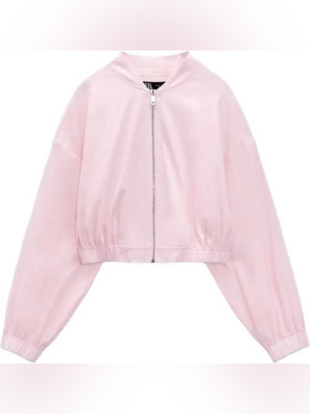 Zara Blush Pink Linen Bomber Zip Jacket XS